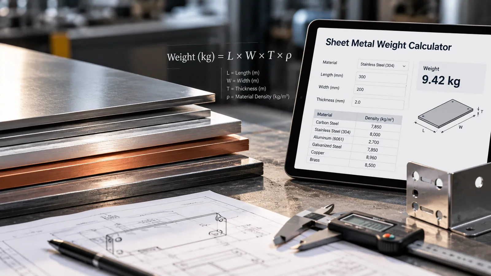 How to Calculate Sheet Metal Weight (Formula & Density Table)