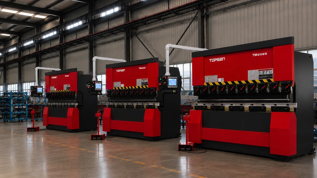TOPSEN CNC press brake machines — precision sheet metal bending in factory production line