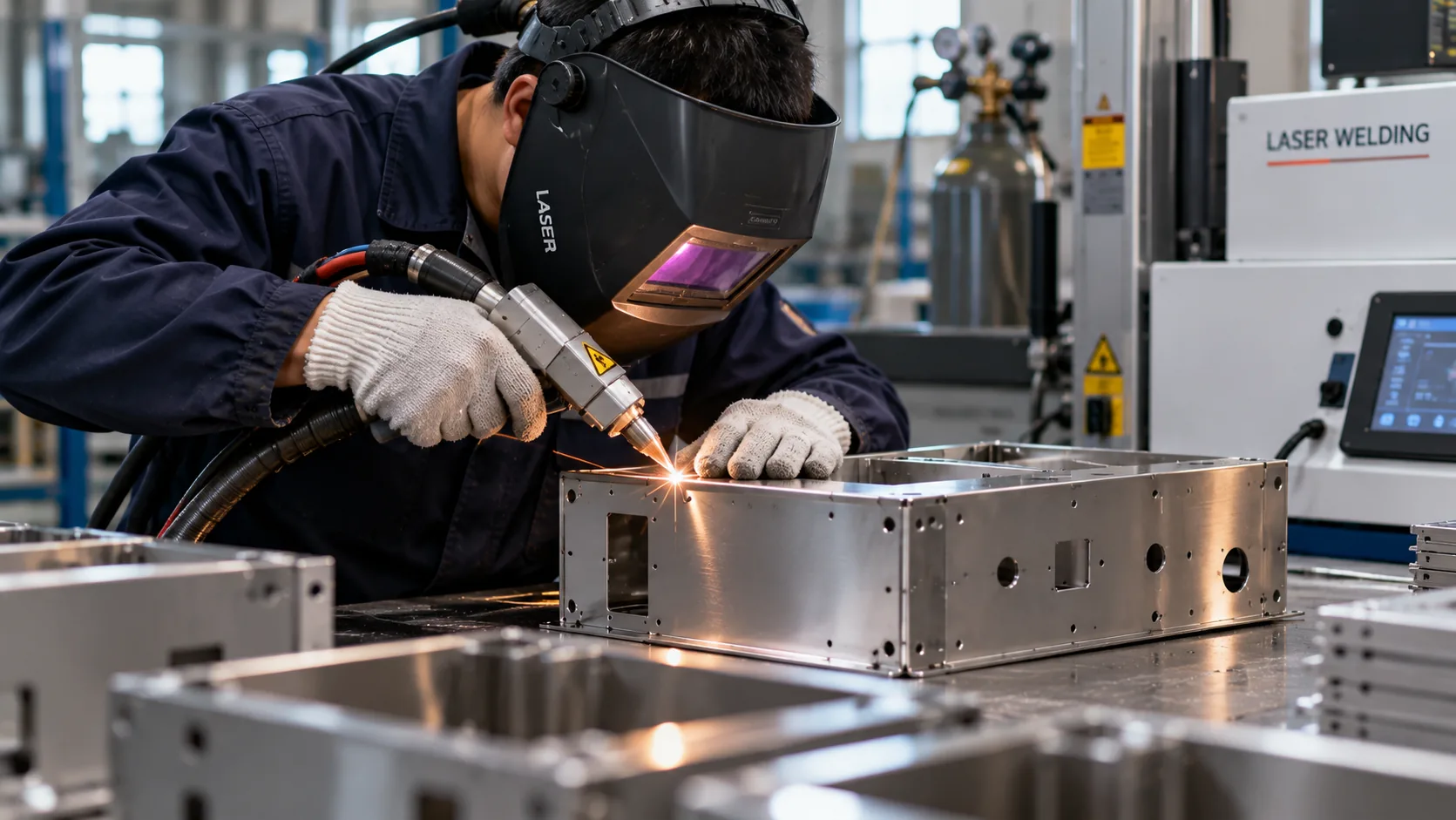 handheld laser welding operator — sheet metal for medical devices