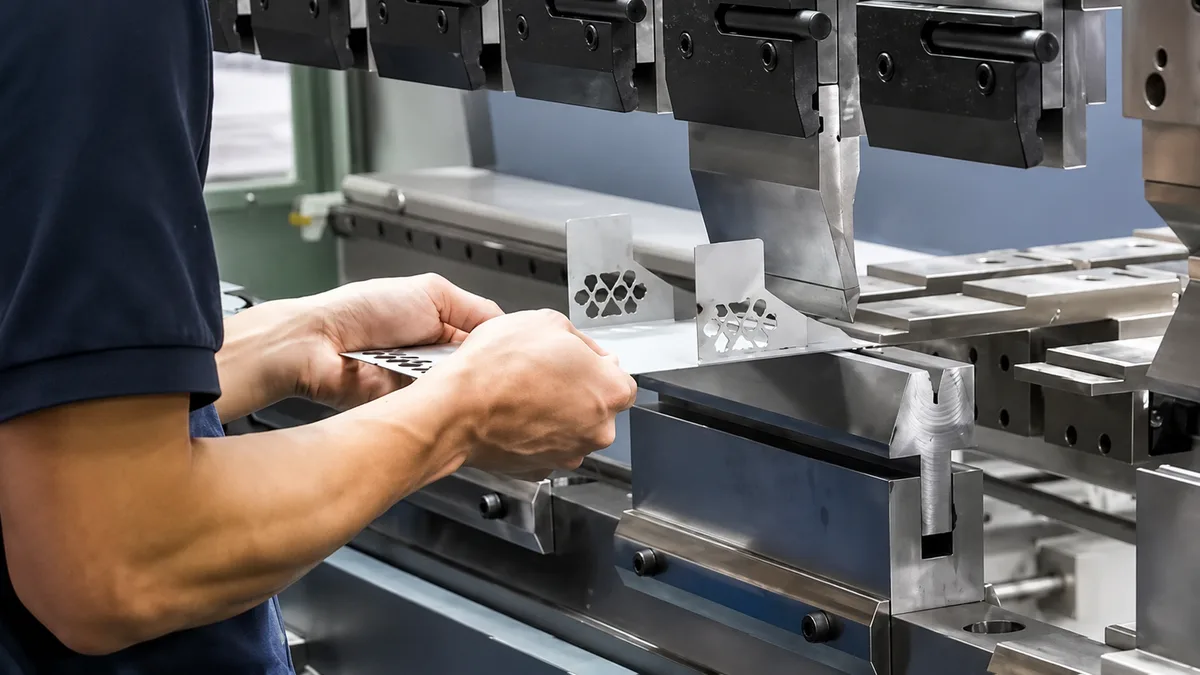 CNC press brake bending stainless steel sheet metal — precision angle forming
