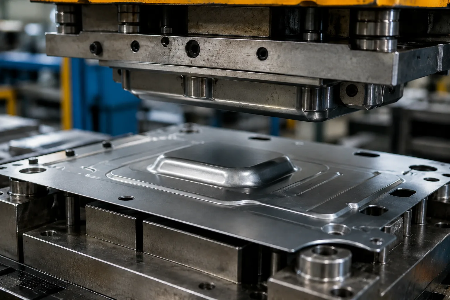 Sheet metal embossing die — press forming raised patterns on steel sheet