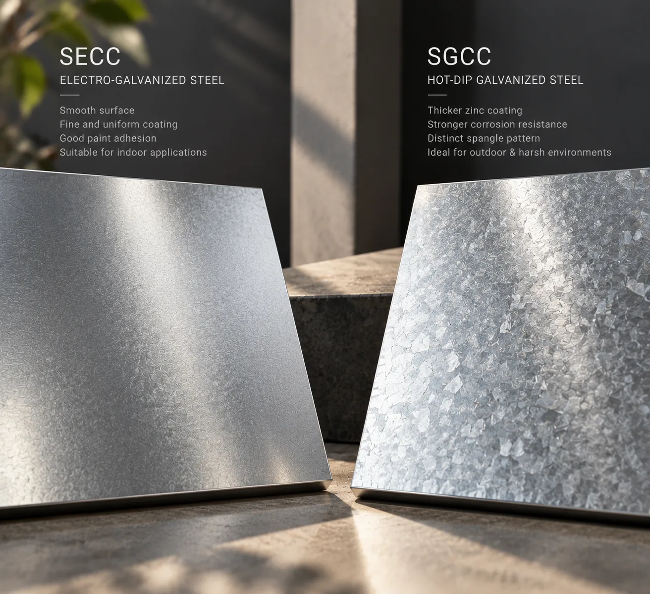 steel secc vs sgcc comparison — SECC vs SGCC