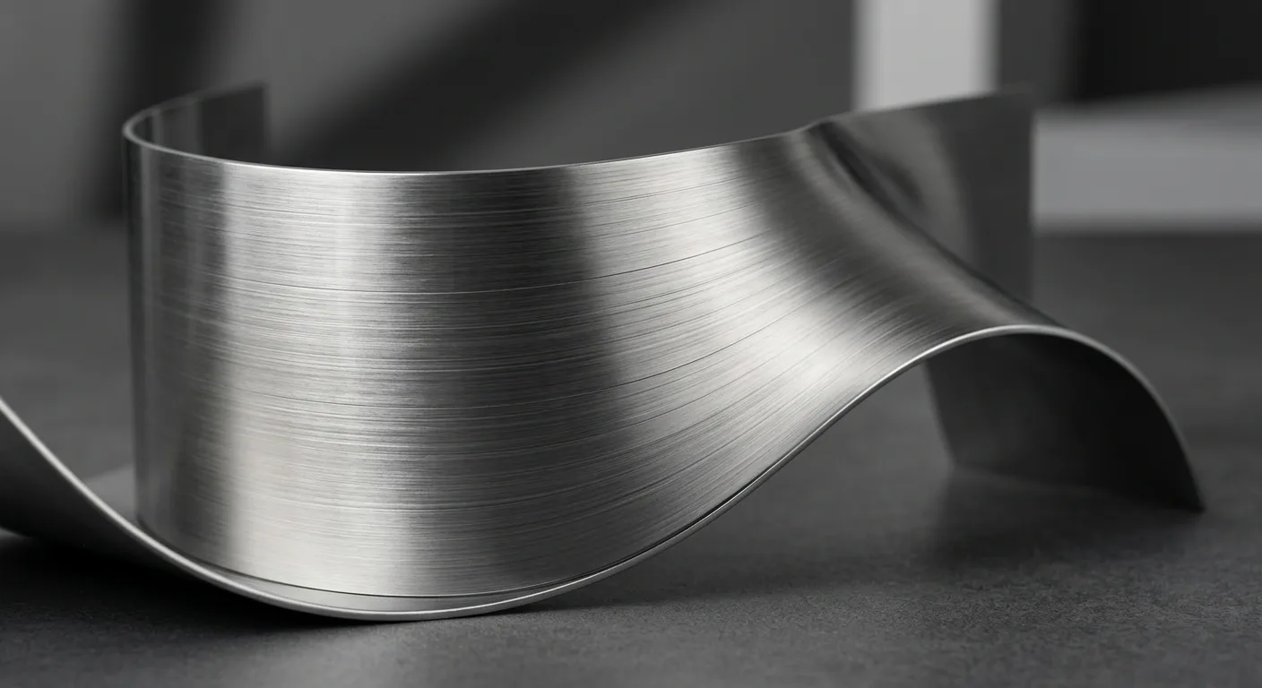 High-quality stainless steel bend sample — showcasing precision sheet metal fabrication materials Brushed stainless steel 304 sheet metal — surface finishing sample for material selection